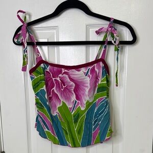 Tracy Feith Pink and Green Crop Camisole with Bustier Style